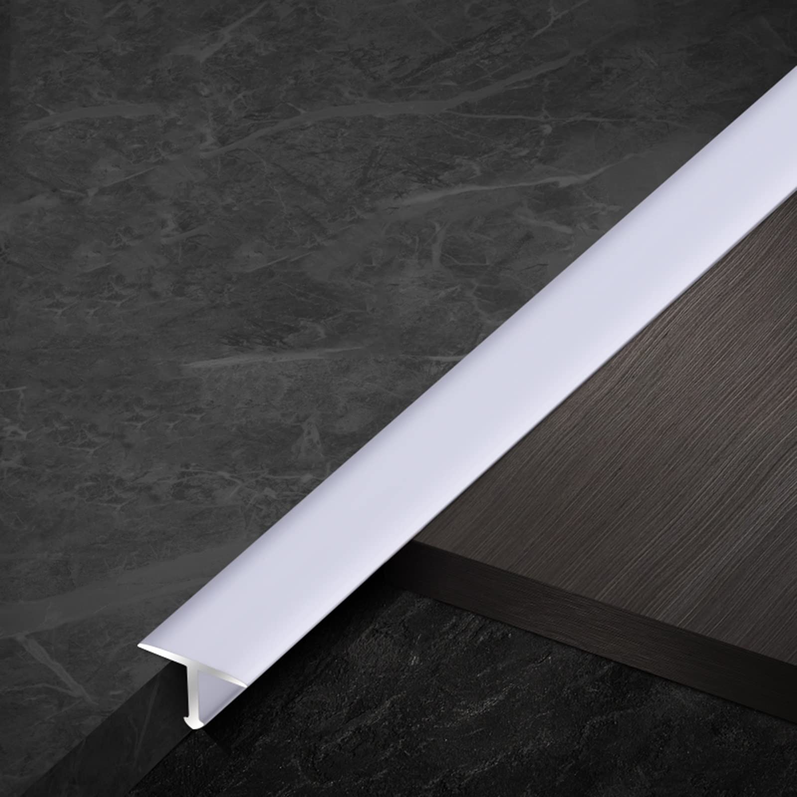 Remys Silver Lightweight Thresholds Reducer/Carpet Edge Trim,T-Molding Floor Transition Strip Aluminum, Gap Connecting Strips For Front Door Doorways(,Long 130Cm/51.2In)