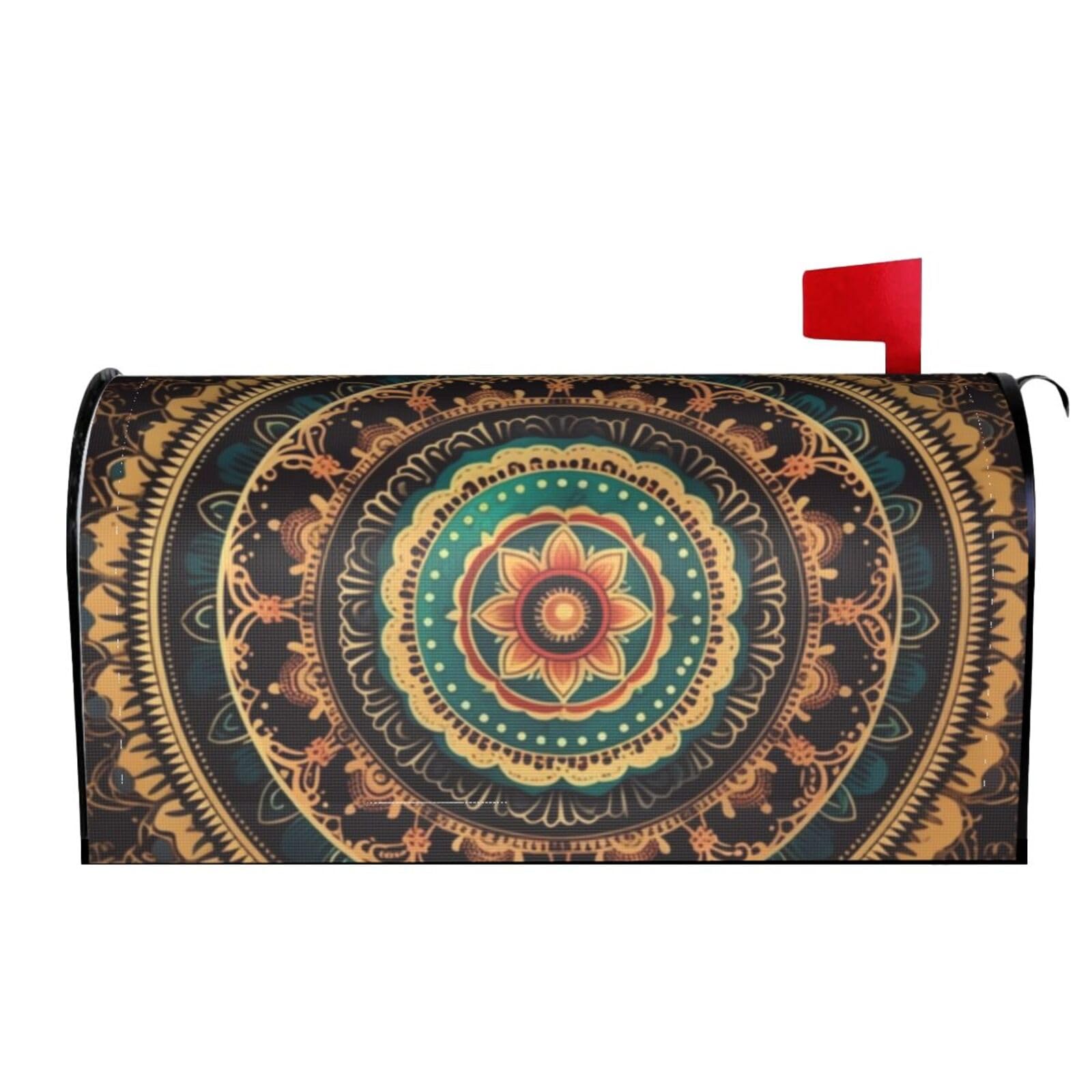 Spring Summer Mailbox Covers Magnetic Letter Post Box Cover Mandala Mailbox Wrap Decoration Mailbox Post Cover for Garden Yard Outside Welcome Decor 21x18 in