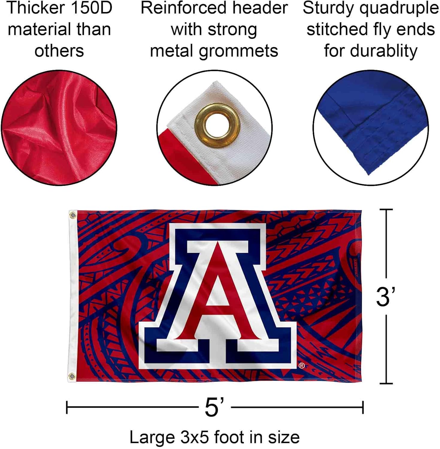 Arizona Wildcats Samoan Pattern Flag - Image 2