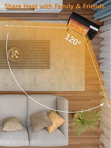 Miniatura 7 de JASUN Calentador de espacio portátil, calentador eléctrico radiante, calentamiento rápido con termostato ajustable, calentador de interior portátil