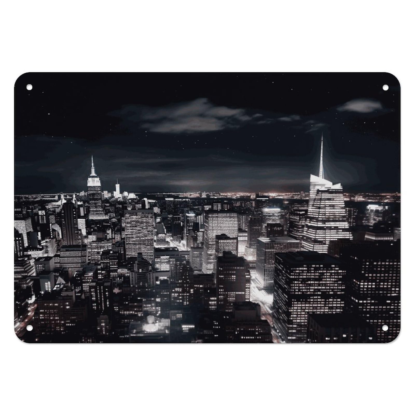 Fekiloot Style New York Night Sky Wall Decor Iron Painting Metal Sign