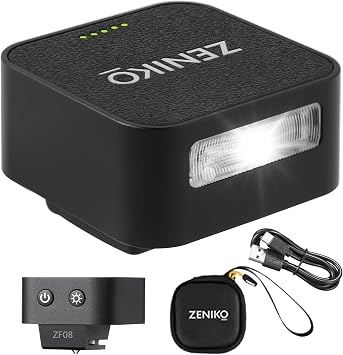ZENIKO ZF-08 Camera Flash and Lightweight Portability Single-Contact Hotshoe Lithium Battery Type-C Charging 440 Full-Power Flashes