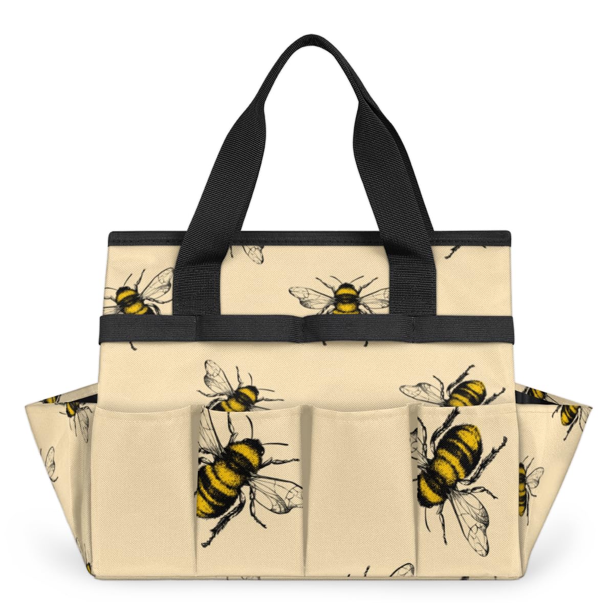 Garden Tool Tote Bag for Women Men Flying Animal Bee Gardening Tool Storage Bags with 10 Pockets Standable Garden Home Tool Kits Organizer for Indoor Outdoor Gardening Gifts