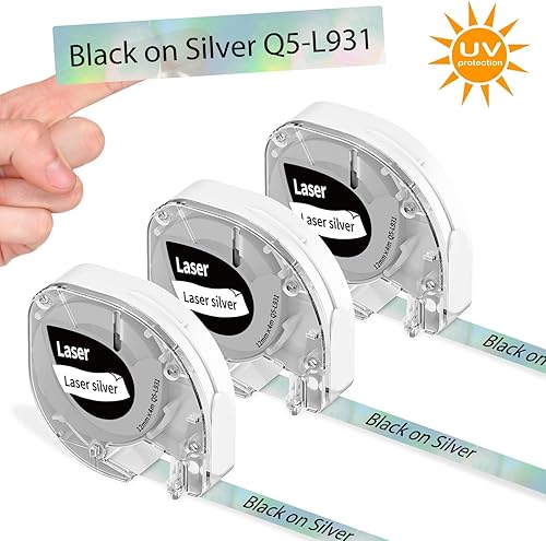 Paquete de 3 cintas de etiquetas P12 compatibles con Dymo LetraTag, cinta de etiquetas Phomemo P12 de 0.472 in, 0.47 pulgadas, impresión negra en