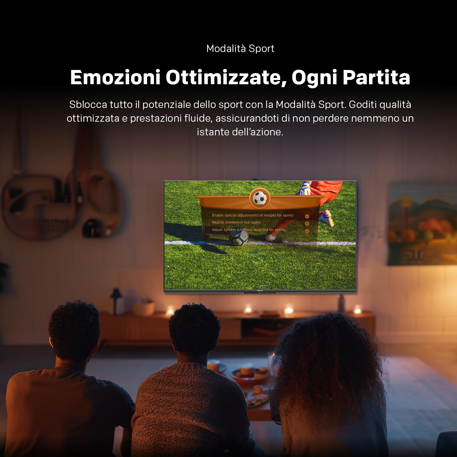 Metz TV QD-MiniLED 55 Pollici Smart TV MNE8000Z, 144hz, MEMC, Dolby Vision Atmos, HDR10, Freesync, VRR, ALLM, Googlecast,Tuner DVB-T/T2/C/S/S2/Analogico