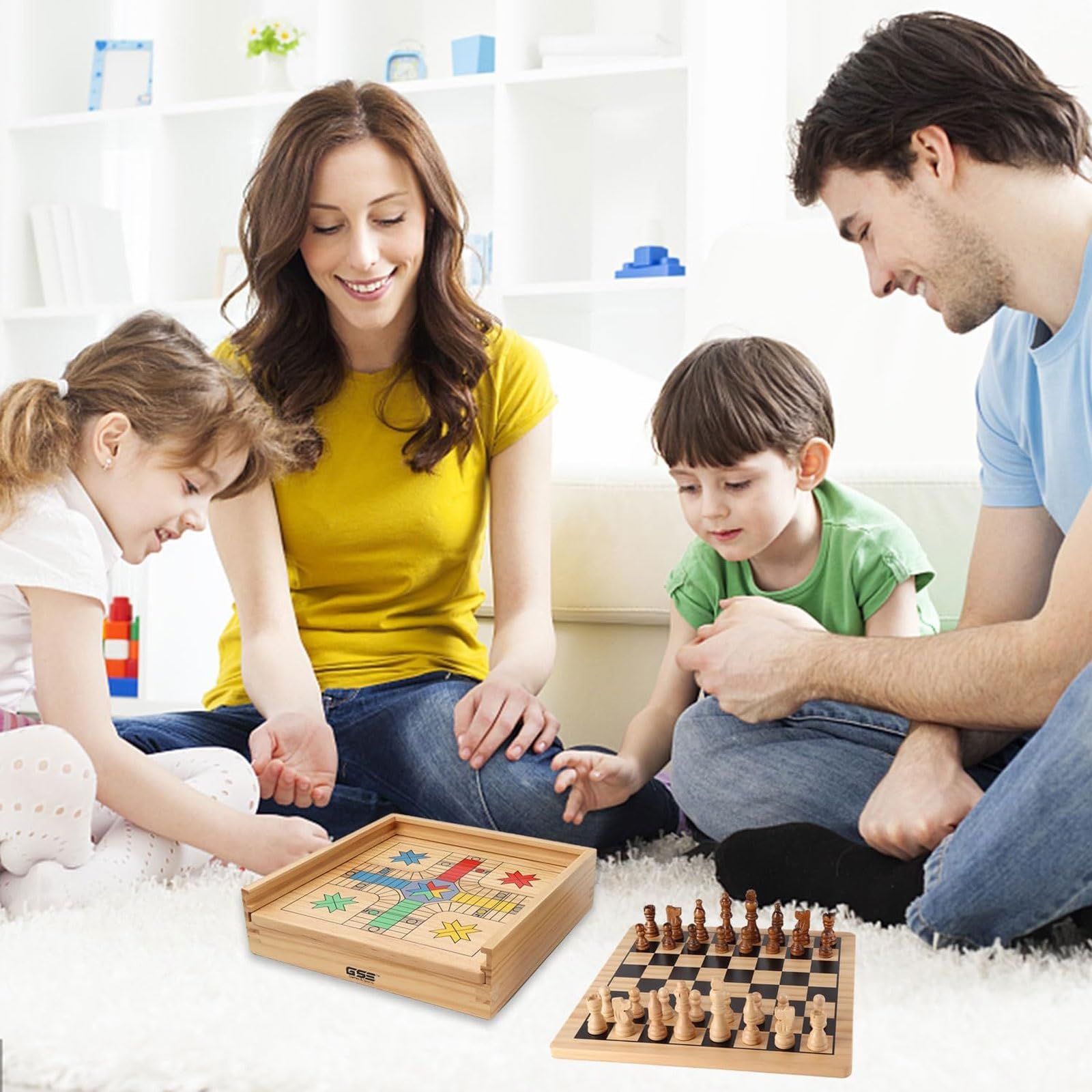 echiquier Jeu d'échecs interactif Multifonction en Bois, développe la logique et l'imagination. Jouet Amusant for Les Voyages en Famille. echecs Jeu(10-in-1)