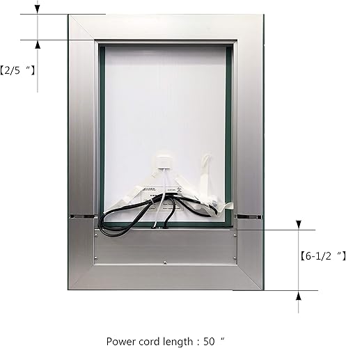 Miniatura 3 de B&C Espejo de baño LED de 20 x 28 pulgadas con luces de luz diurna de grado comercial de alto lúmenes, espejo de maquillaje con regulador