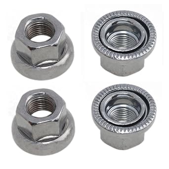 yukata 4 Pieces 3/8 Inch-26 Bicycle Wheel Axle Nuts, Silver Alloy Steel