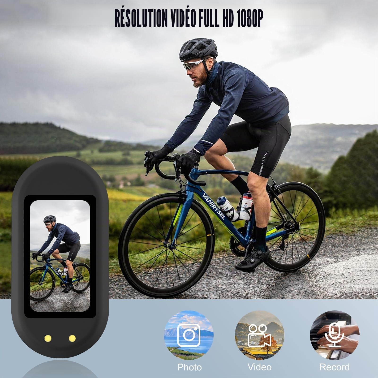 Mini caméra d'action, 64 G 1080p, Petite caméra de vlogging Portable avec Clip Rotatif à 360°, caméra POV Mains Libres avec autonomie de 150 Min, Montage n'importe où (5979)