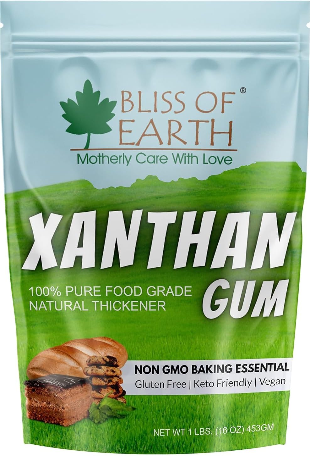 Bliss of Earth Xanthan Gum Powder 100% Pure Food Grade Natural Thickener Gluten Free, Keto Friendly, Vegan 2x453gm