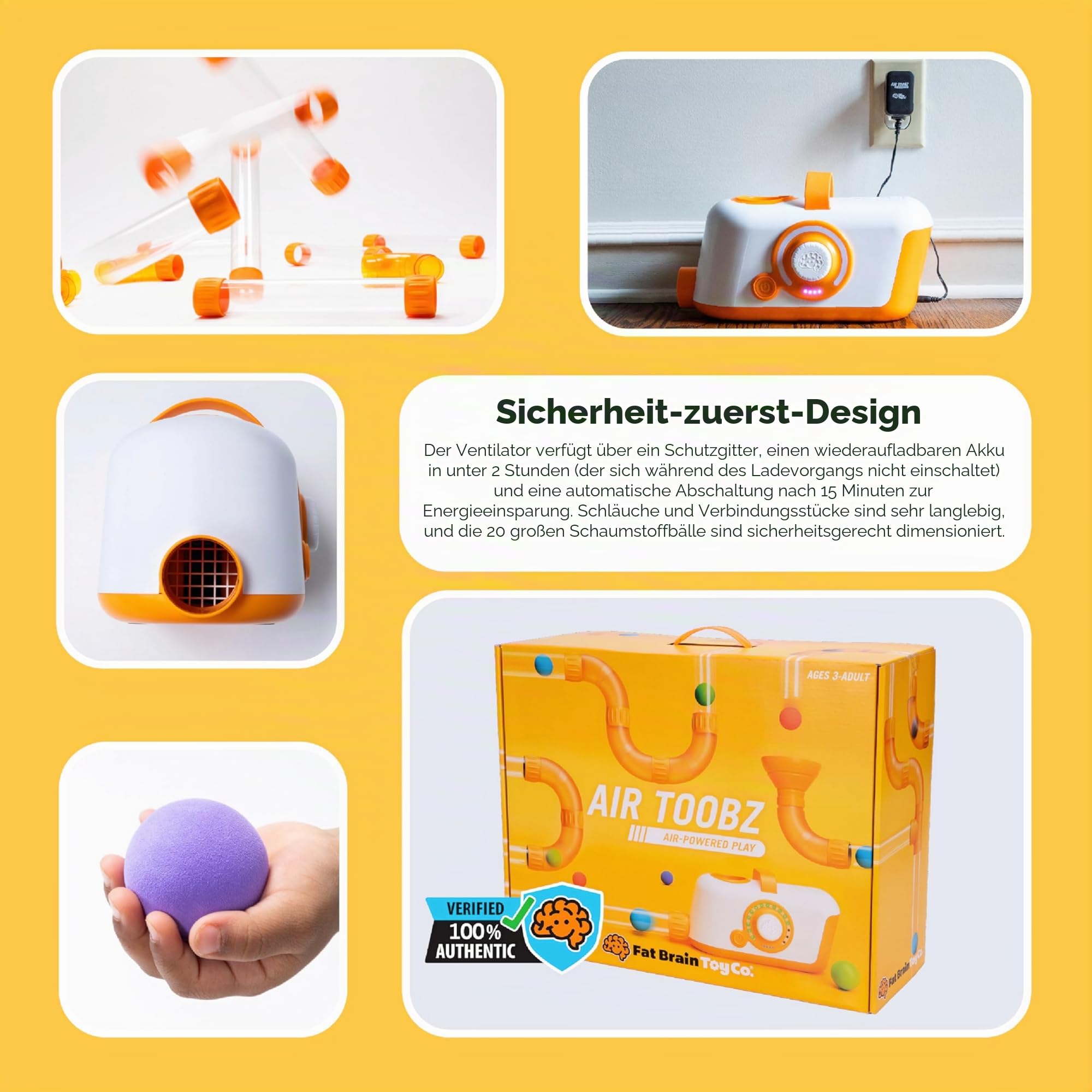Fat Brain Air Toobz | Luftbetriebenes Ball- und Röhren-Physikspielzeug | Wissenschaftsexperimente für Kinder | Kreatives STEM Spielzeug Ab 3 Jahren