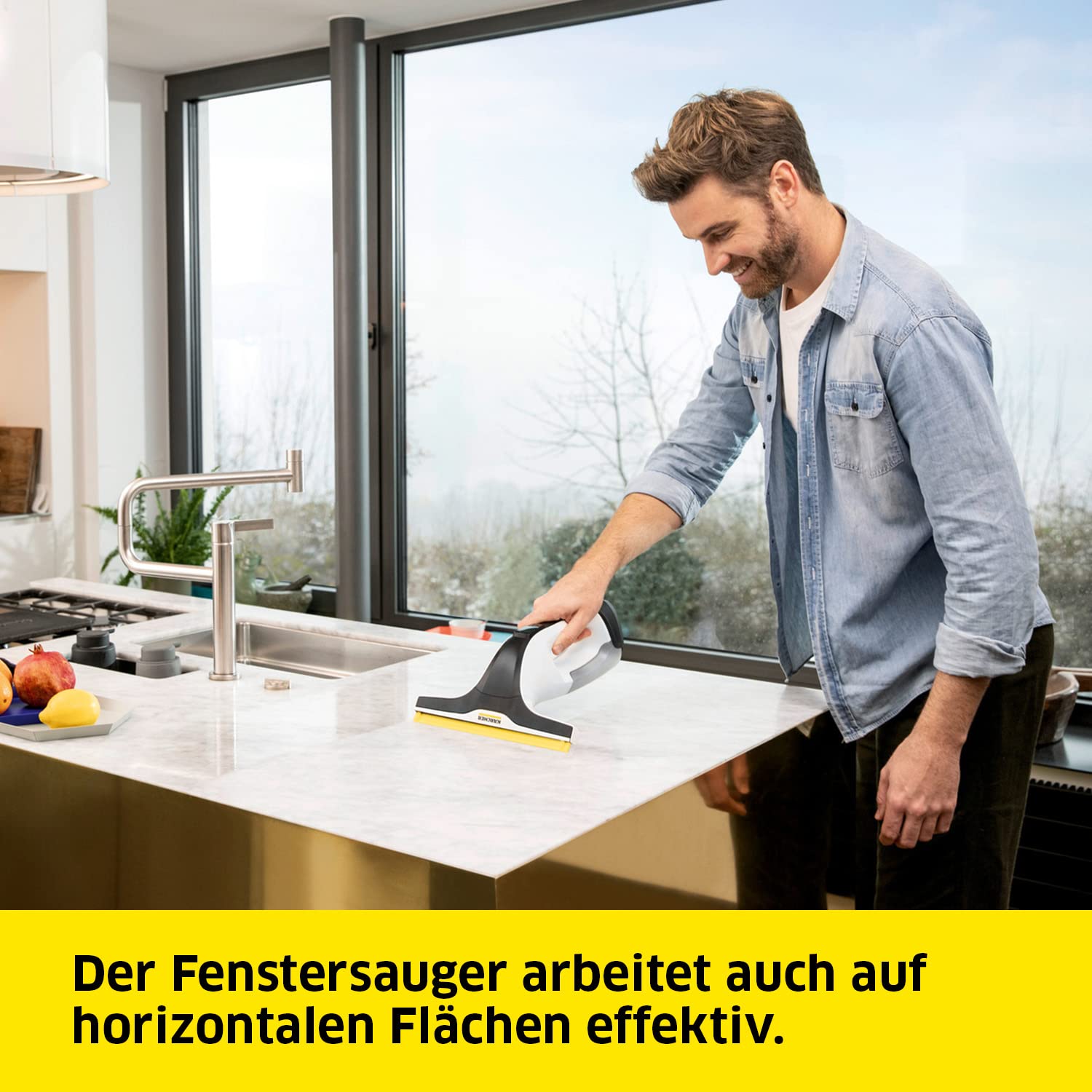 KÄRCHER Fenstersauger WV 4-4 Plus, Battery Power 4/25 Akku, 150 ml Tank, LED-Anzeige, Sprühflasche mit Mikrofaserbezug, 20 ml Konzentrat, ohne Akku