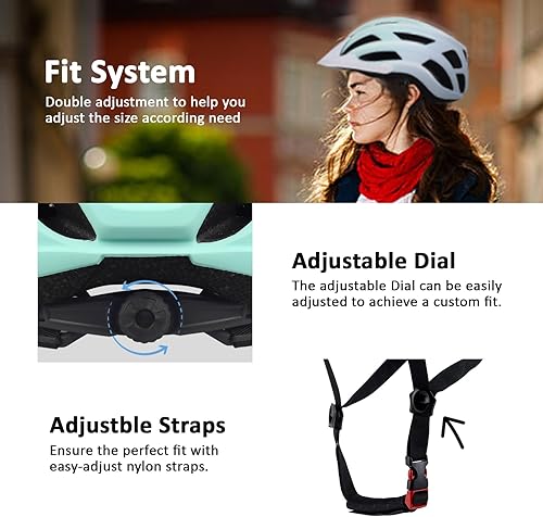 Miniatura 3 de Casco de bicicleta para adultos y jóvenes, ligero y ajustable con viseras desmontables, cascos de bicicleta de carretera de montaña para mujeres,