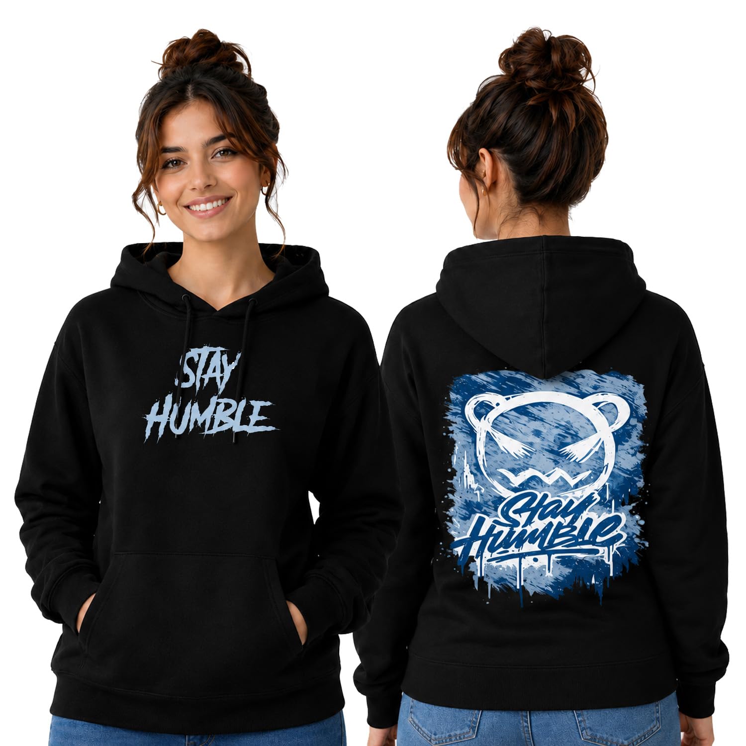 bestypop Women's Graphic Print Hoodie Stay Humble-picture-51