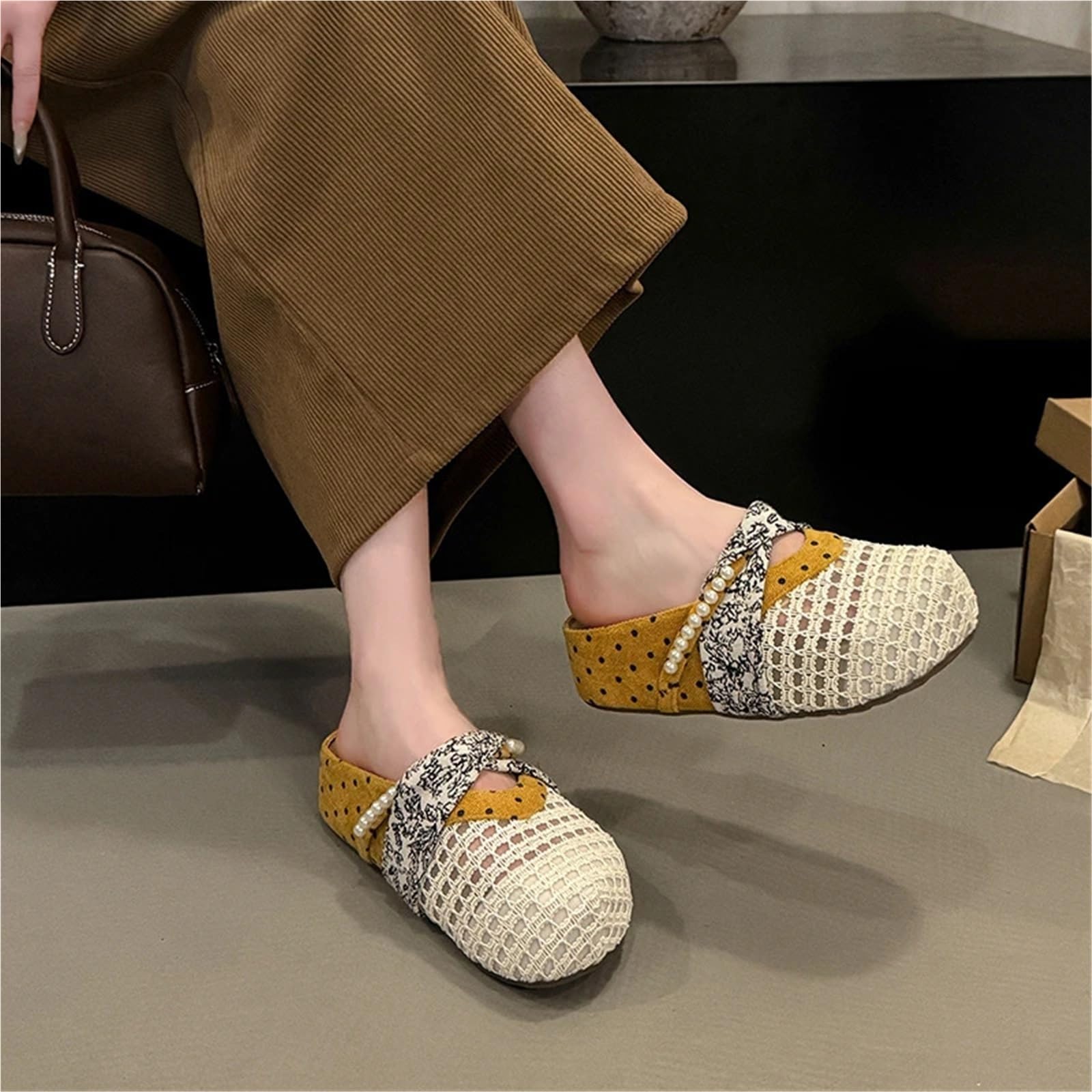 Lunares Encaje Patchwork Perla Punta Cuadrada