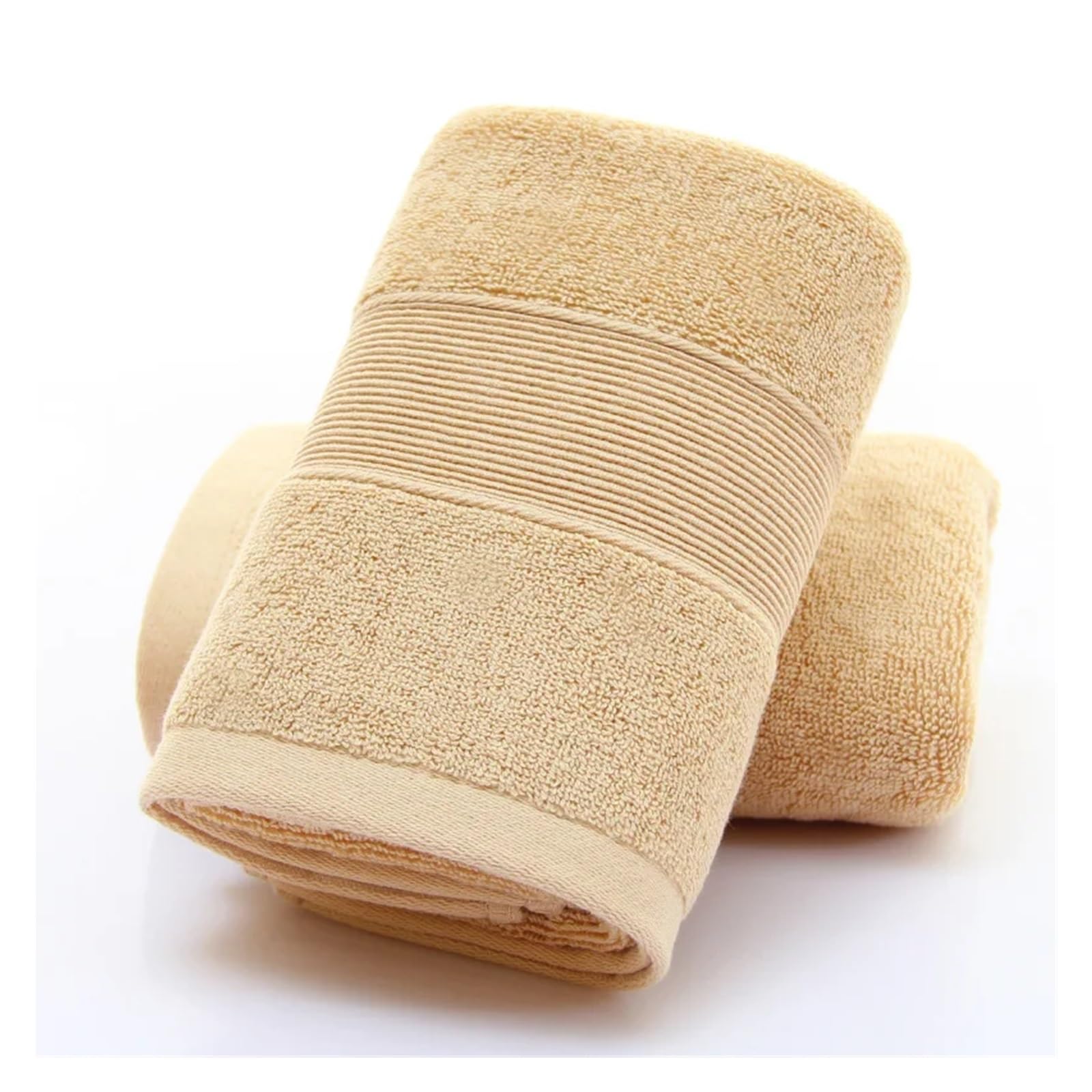 FGUJSUR Bath Towel 2pcs Cotton Towels Set Thickened & Soft Hotel Bathroom Super Absorbent Face Hand Bath Daily Use(Khaki,35x75cm 2pcs)