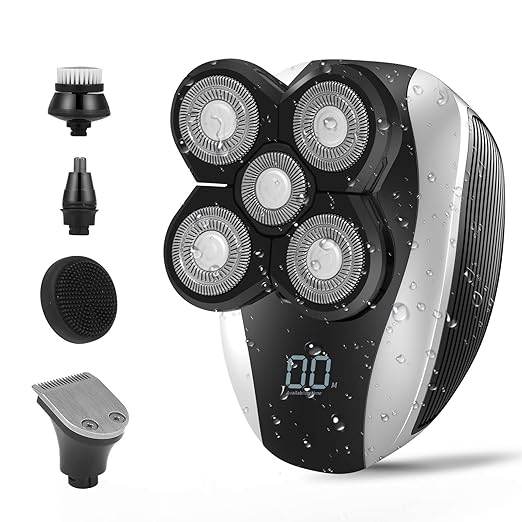 Electric Shavers for Men, JLMAX 5D Floating Head Shaver for Bald Men IPX6 Waterproof