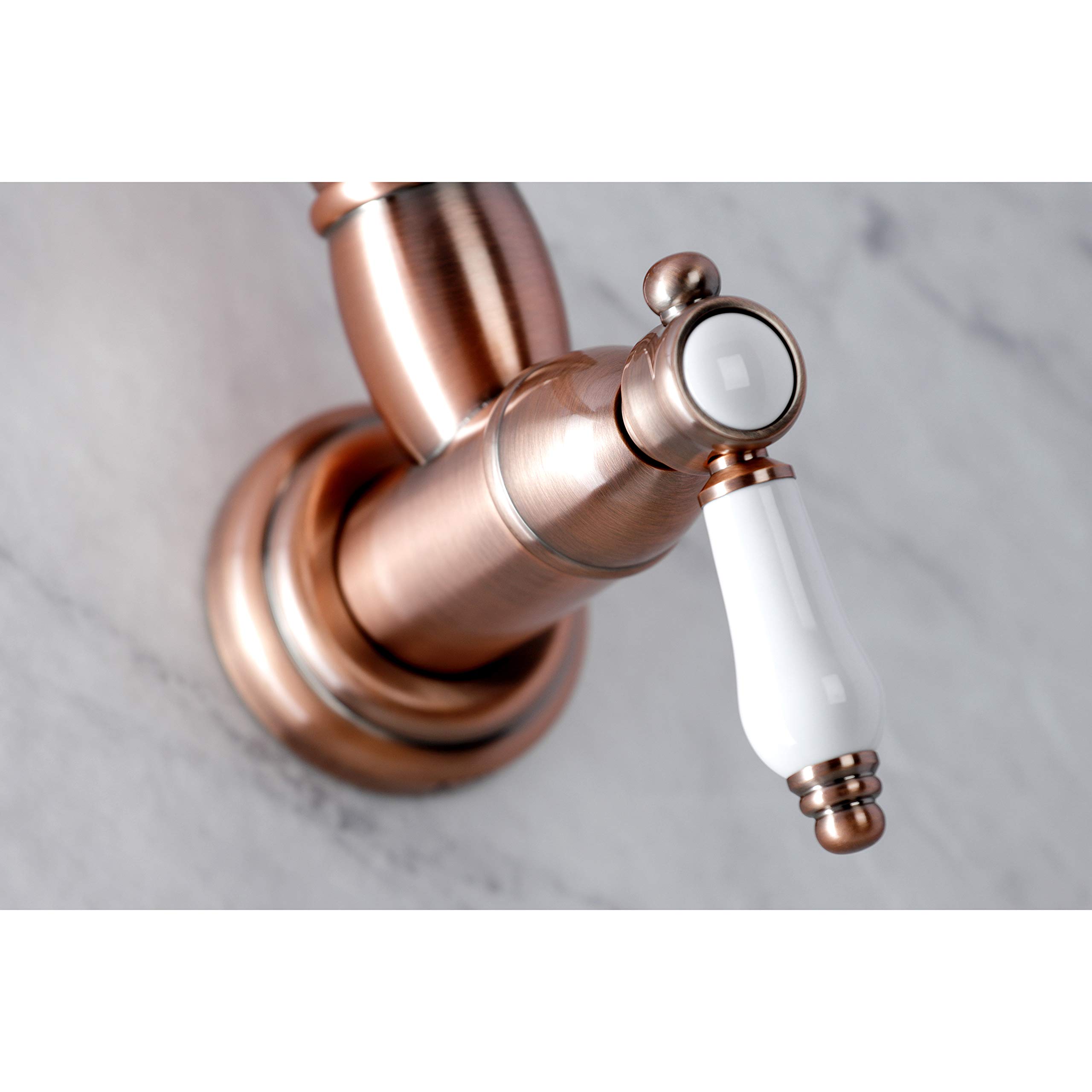 Kingston Brass KS310BPLAC Bel-Air Wall Mount Pot Filler Kitchen Faucet, Antique Copper
