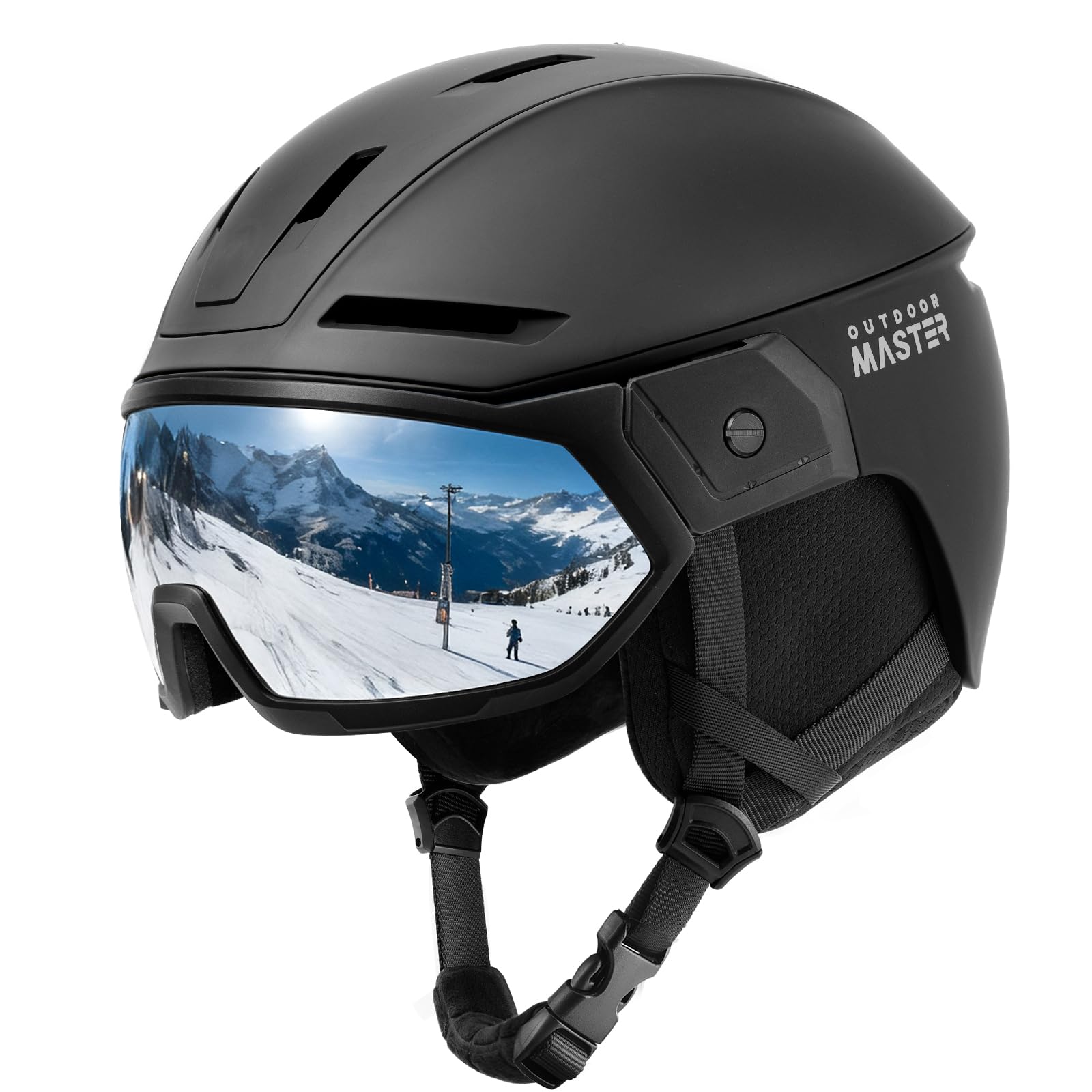 OutdoorMaster Snowboarding Helmet with Ski Goggles, Ski Helmet and 2-in-1 Visor Goggles Set - Adjustable Fit & Cooling Vents - Snow Helmets for Men, Women & Youth