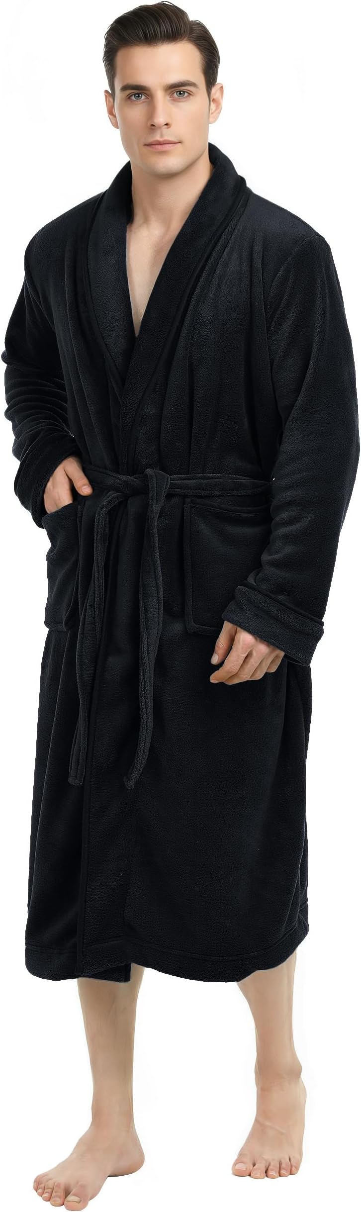 NY Threads Mens Robe, Luxury Plush Fleece Mens Bathrobe, Spa Bath Robe for Men