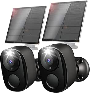 Security Cameras Wireless Outdoor 2Pc, Flood Light Solar Cameras for Home Security, Home Camera with Color Night Vision, PIR Human Detection, 2-Way Talk, IP65 Waterproof, SD Card/Cloud, Work/Alexa asin的图片