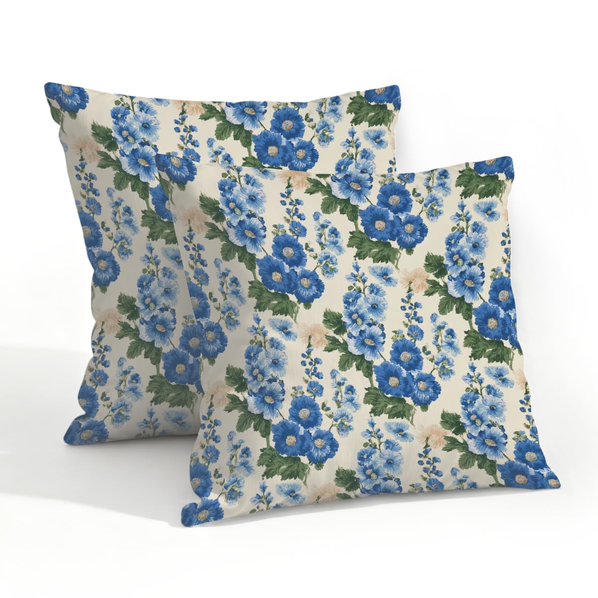 Outdoor Pillow Covers Waterproof Pillowcases 20x20in Set of 2 Blue Floral Wildflowers Decorative Throw Cushion Case for Couch Sofa Garden Patio Furniture