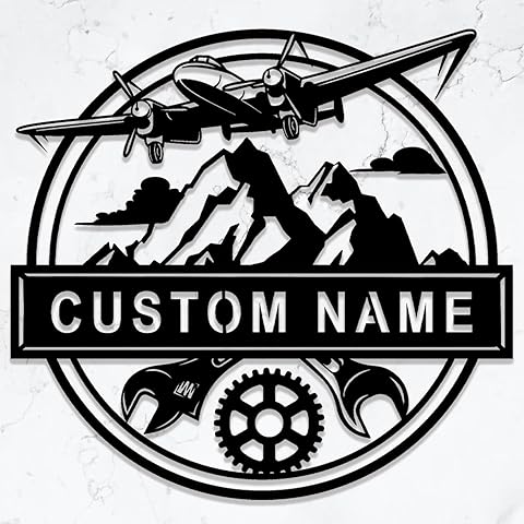 Custom Mechanic Metal Wall Art, Personalized Aircraft Repair Name Sign, Home Decor,...