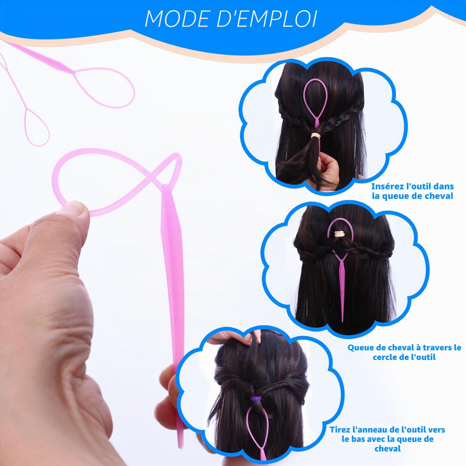 Ensemble d'accessoires de cheveux pour filles, 400 élastiques à cheveux, 10 pinces à cheveux, outils de coiffure, multicolore