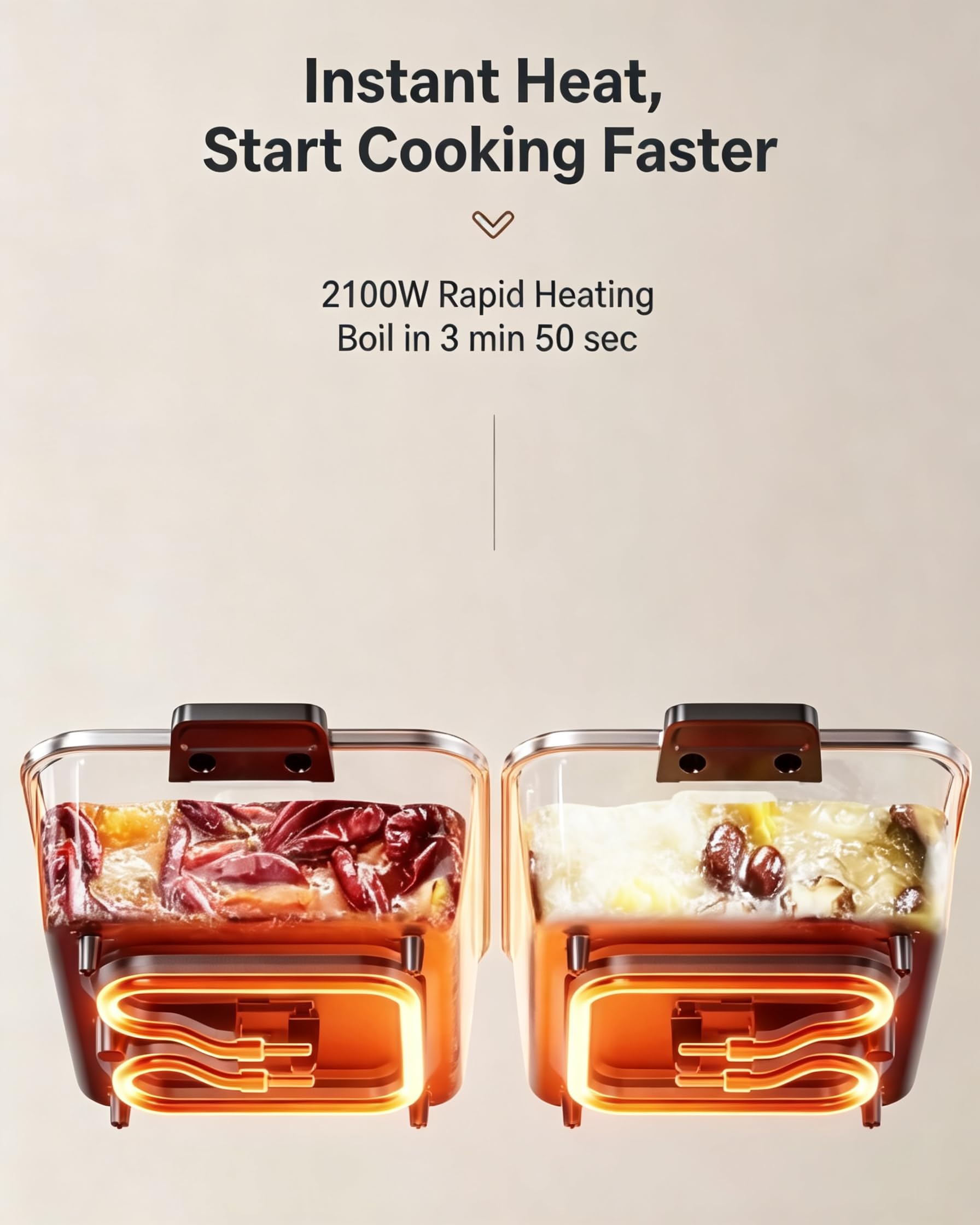 Pentola Bollente Doppia 6L, Fornello Elettrico a Doppio Gusto 2100W