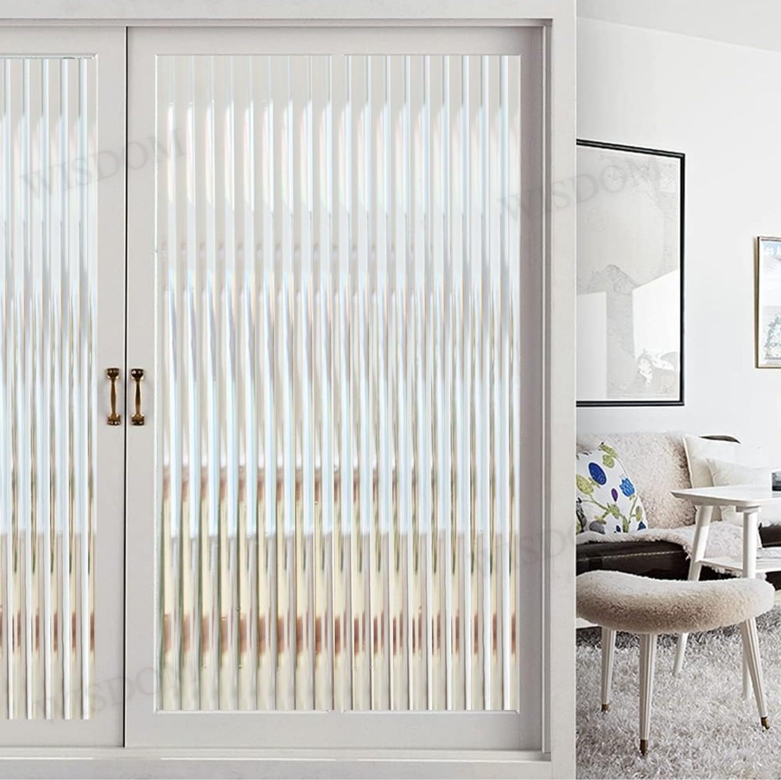 Wisdom Window Privacy Fluted 3D Glass Frosted Glass Sticker Film Static Cling Office/Bathroom Frosted Reeded Frosted Vinyl Sticker Film (2 Feet x 10 Feet, Privacy Fluted Glass Film) (B0D8W9XNQQ) Amazon Price History, Amazon Price Tracker