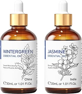 HIQILI Jasmine Essential Oil and Wintergreen Essential Oil, 100% Pure Natural for Diffuser - 1 Fl Oz