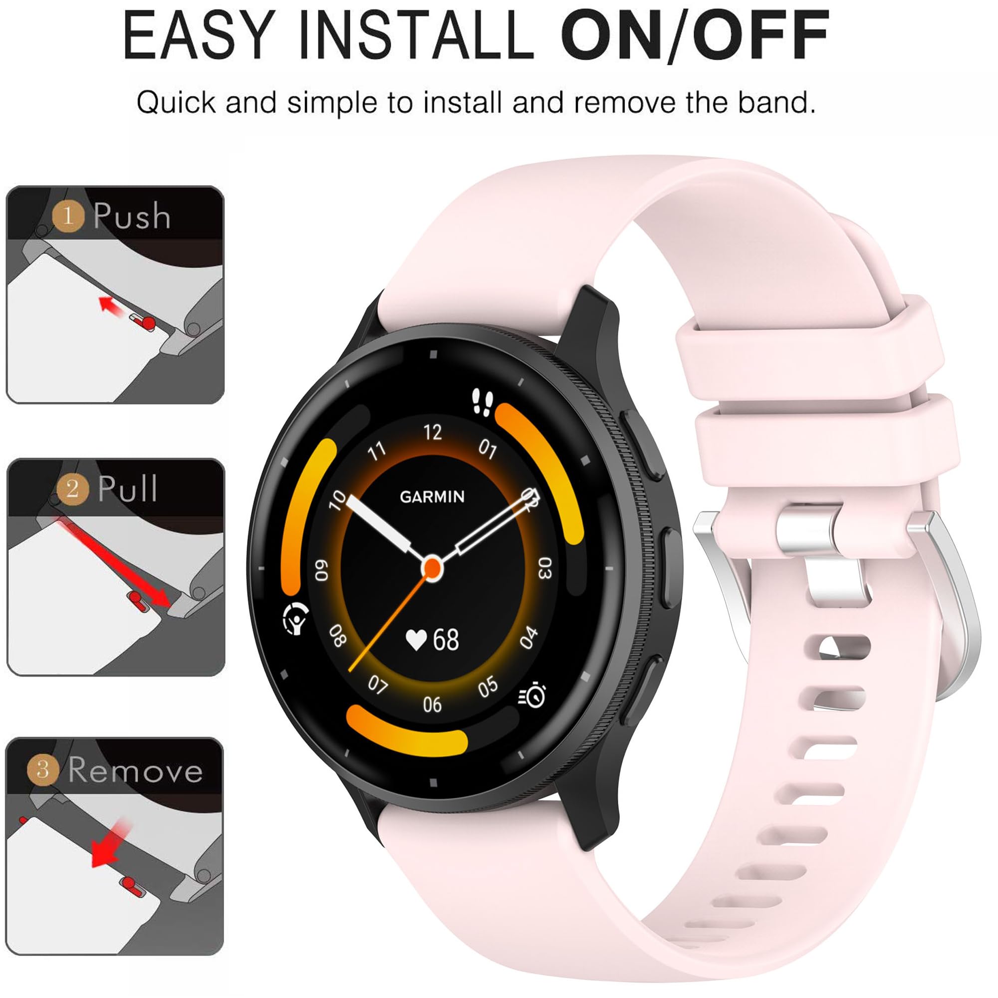 Correa para Garmin Venu 3S, correa de repuesto de silicona suave para Garmin Venu 4 de 41 mm, Vivoactive 4S, Vivomove 3S, Forerunner 255S, Forerunner 265S (sin rastreador)