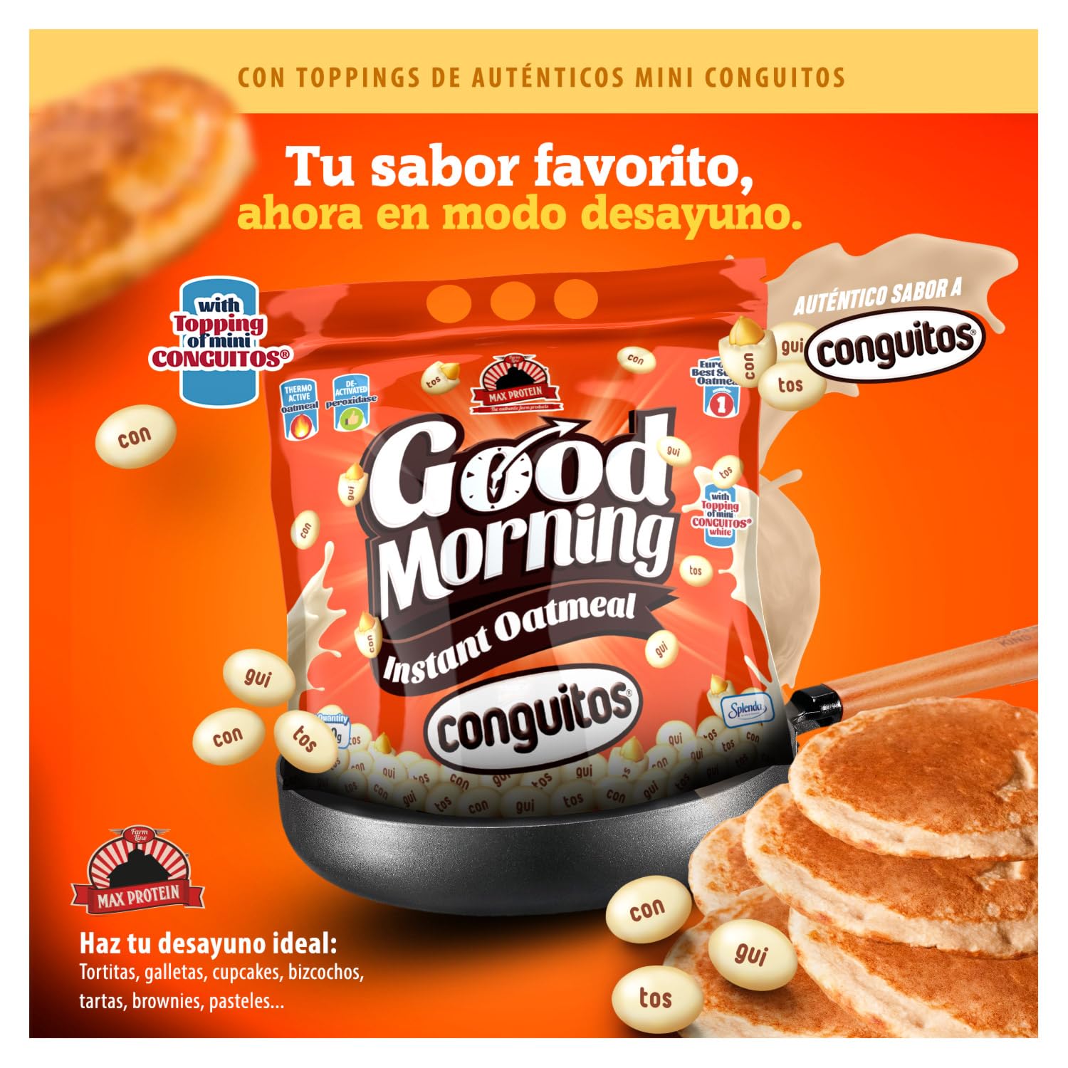 MAX PROTEIN - Harina de Avena Sabor Conguitos White con Toppings 1,5 kg – Avena en Polvo, Fuente de Proteína para Batidos, Pancakes y Desayunos Fitness — view 2