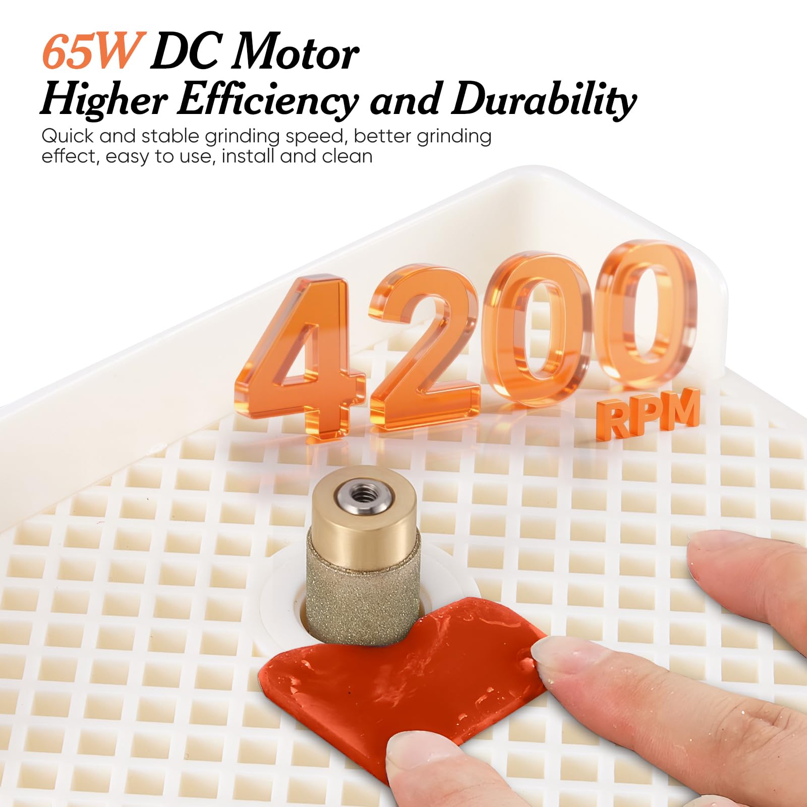 Lijadora de cristal de 65 W, amoladora automática de cristal con 2 puntas de diamante (5/8" y 1"), protección contra salpicaduras de acrílico, 4200 rpm, amoladora portátil para mosaicos, cerámica