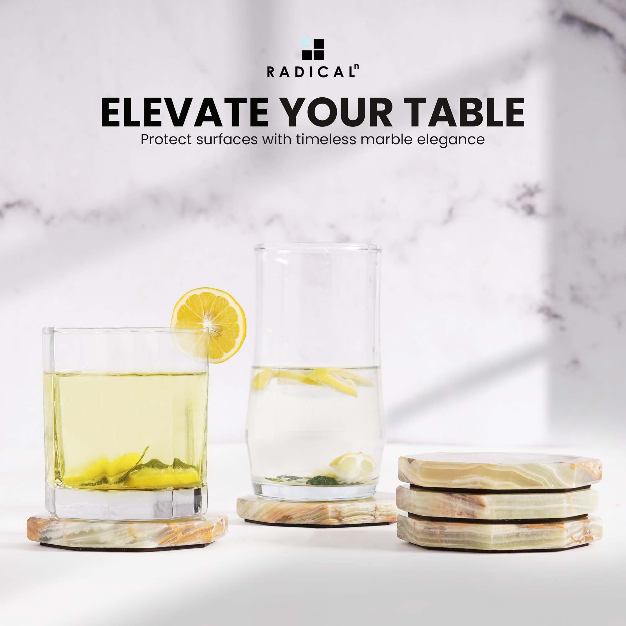 TransMarble Set Di 6 Sottobicchieri In Marmo Per Bevande Con