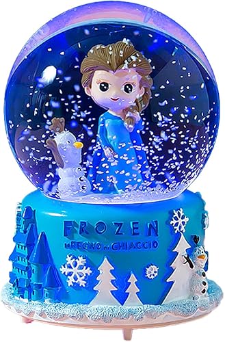 Globo de nieve, caja de música creativa de 3.937 in, globos de nieve para niñas con luces coloridas y bola de nieve automática de nieve, decoración