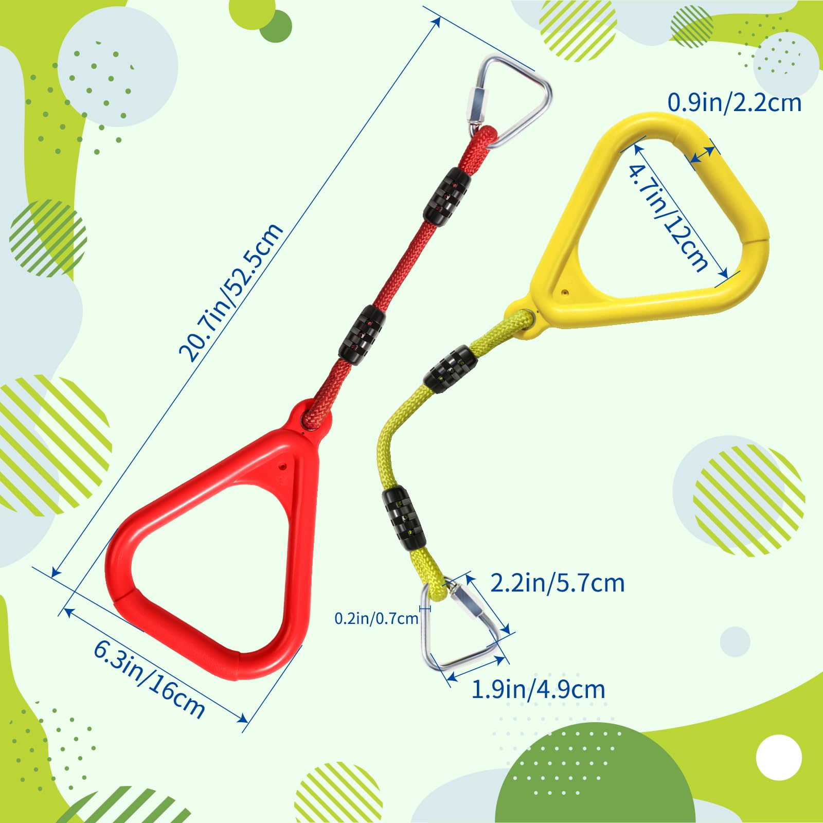 Vdealen Kinder Klettern Ringe Schaukel Outdoor Multifunktions Turnringe, Multifunktions Trapeze Schaukel für Innen- und Außenbereiche geeignet, kann 120 kg tragen（4er Stück）