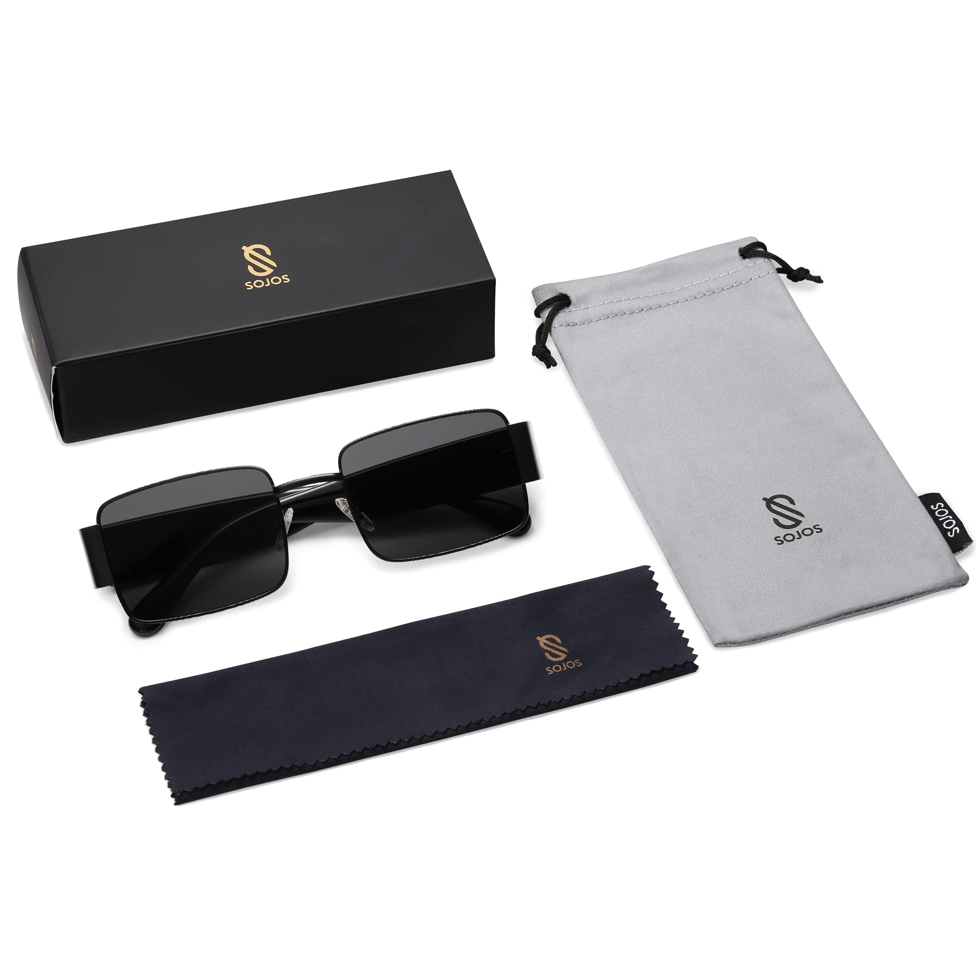 SOJOS Retro Fashion Rectangle Sunglasses Womens Mens Vintage Trendy Square Shades SJ1162