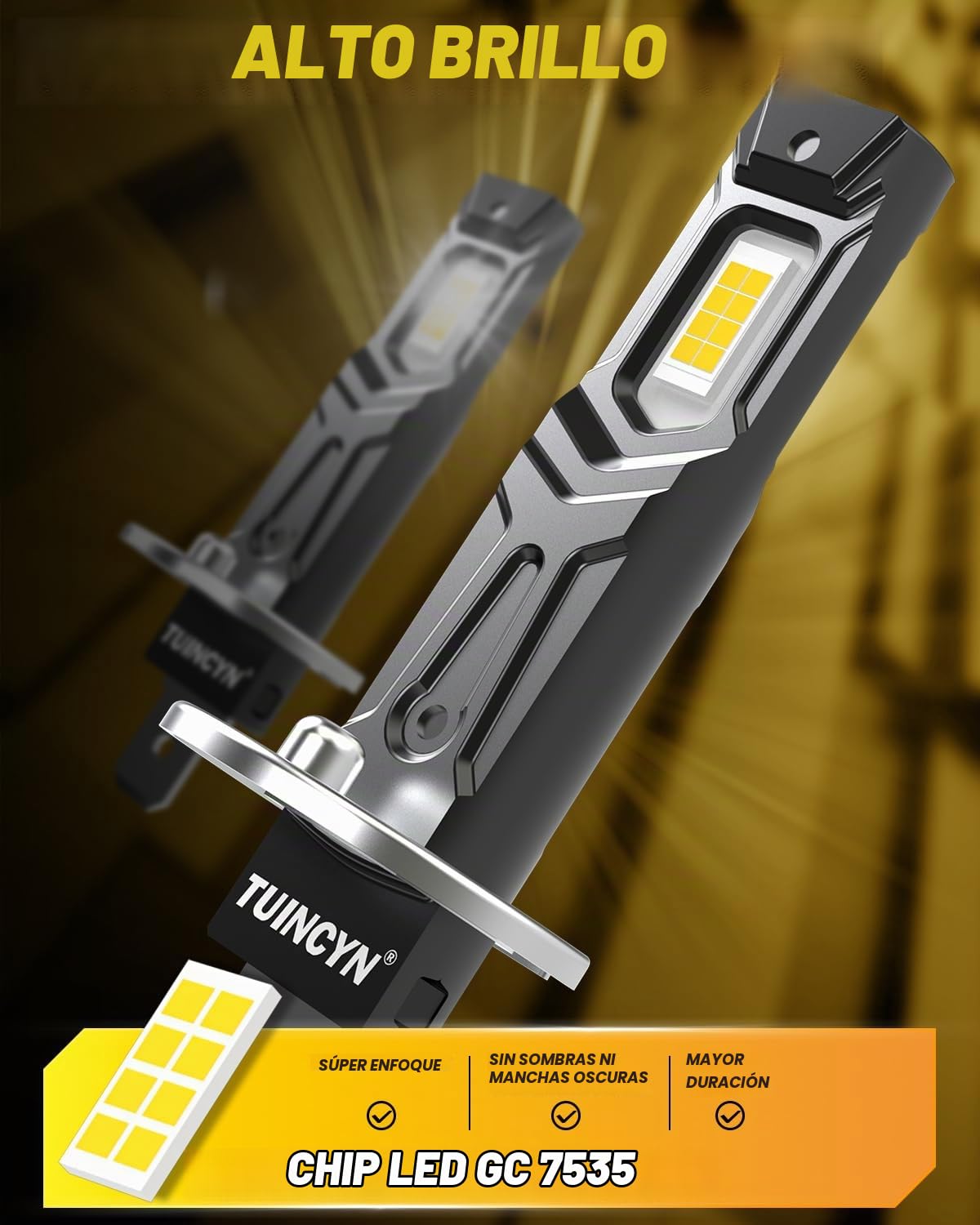 TUINCYN Bombilla H1 LED 80W 26000LM, Super Brillante 1:1 Mini H1 Faros de Coche Kit De Conversión Reemplazo de Bombillas Halógenas, Plug&Play, Sin Ventilador No Polaridad, 6000K Blanco, 2 Bombillas