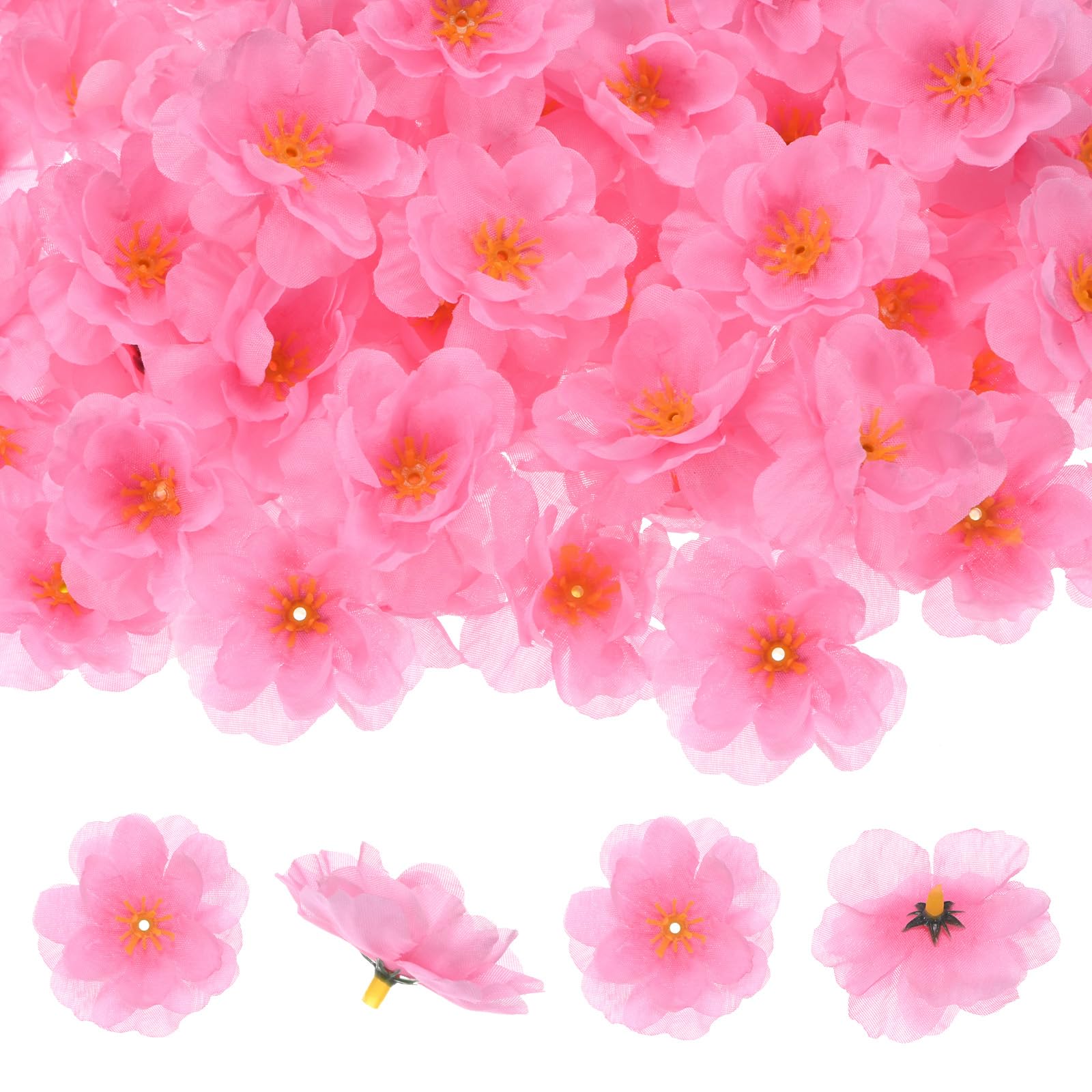 M METERXITY 150-Pack Artificial Cherry Blossom Heads, Silk Faux Flower Petals for Wedding/Dress/Flower Wall/DIY Crafts/Party Decoration, Fake Floral