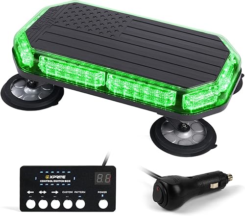 Miniatura 8 de Xprite 42 luces LED estroboscópicas para techo, barra de luz de advertencia de peligro de alta visibilidad con panel de control y patrón de bandera