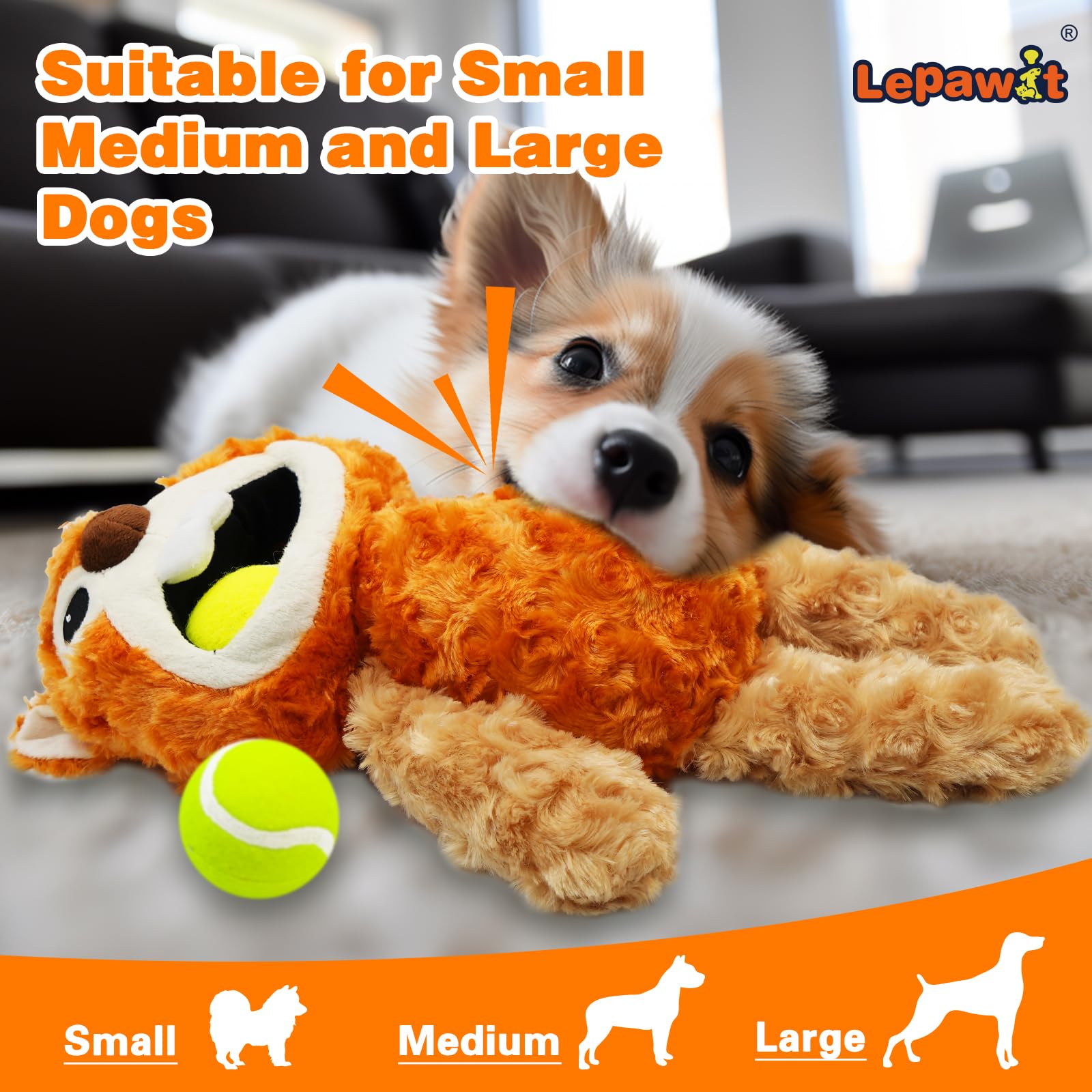 Juguetes chirriantes para perros, lindos juguetes interactivos para perros con dos bolas para perros pequeños, medianos y grandes