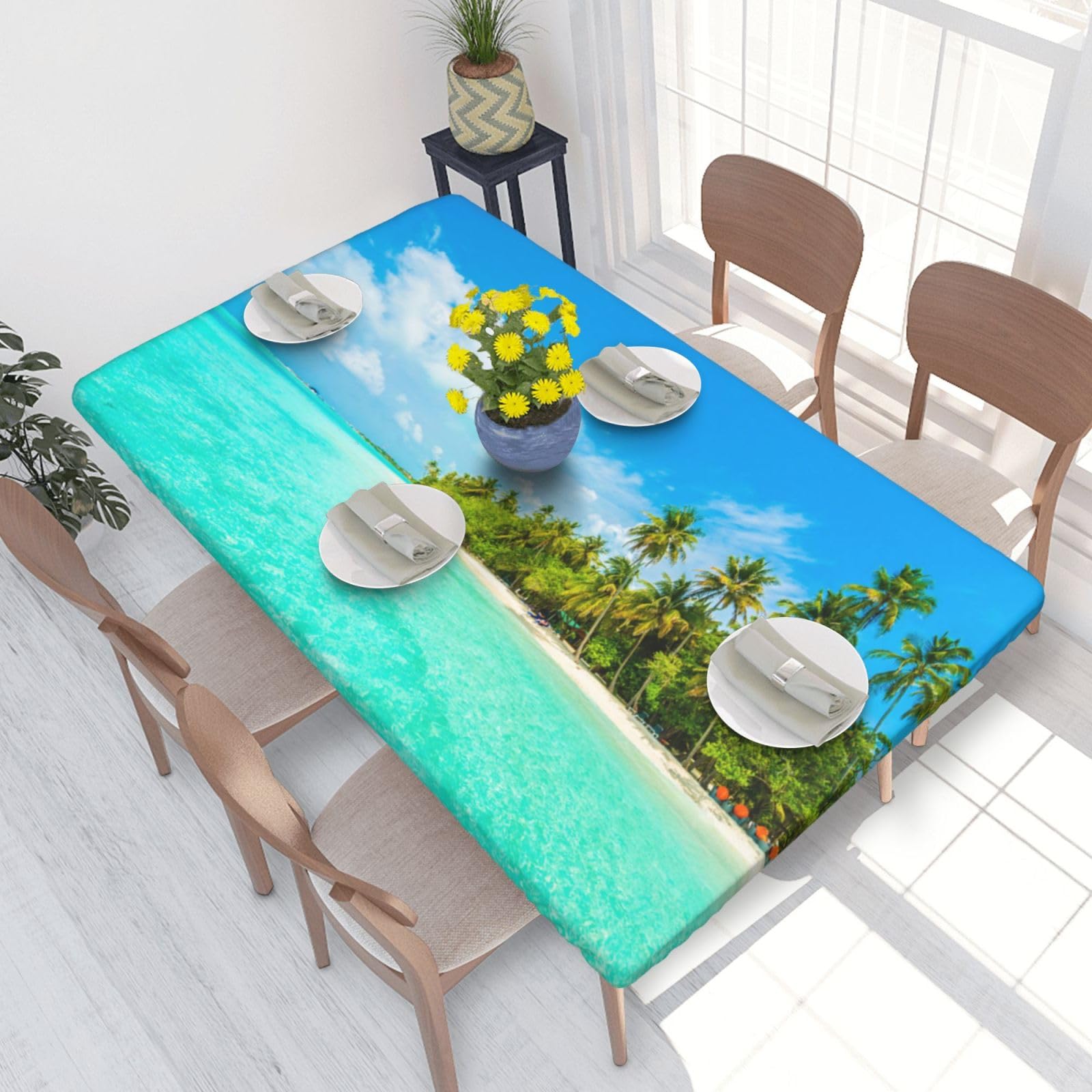 WKSGDSG Fitted Tablecloth For Dining Room 4ft, Elastic Edged Table Cover