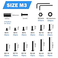 Vista 2 de Surtido de 702 tornillos métricos M3, tapa de botón hexagonal M3, tornillos de máquina M3, tornillos y tuercas surtido con llave Allen