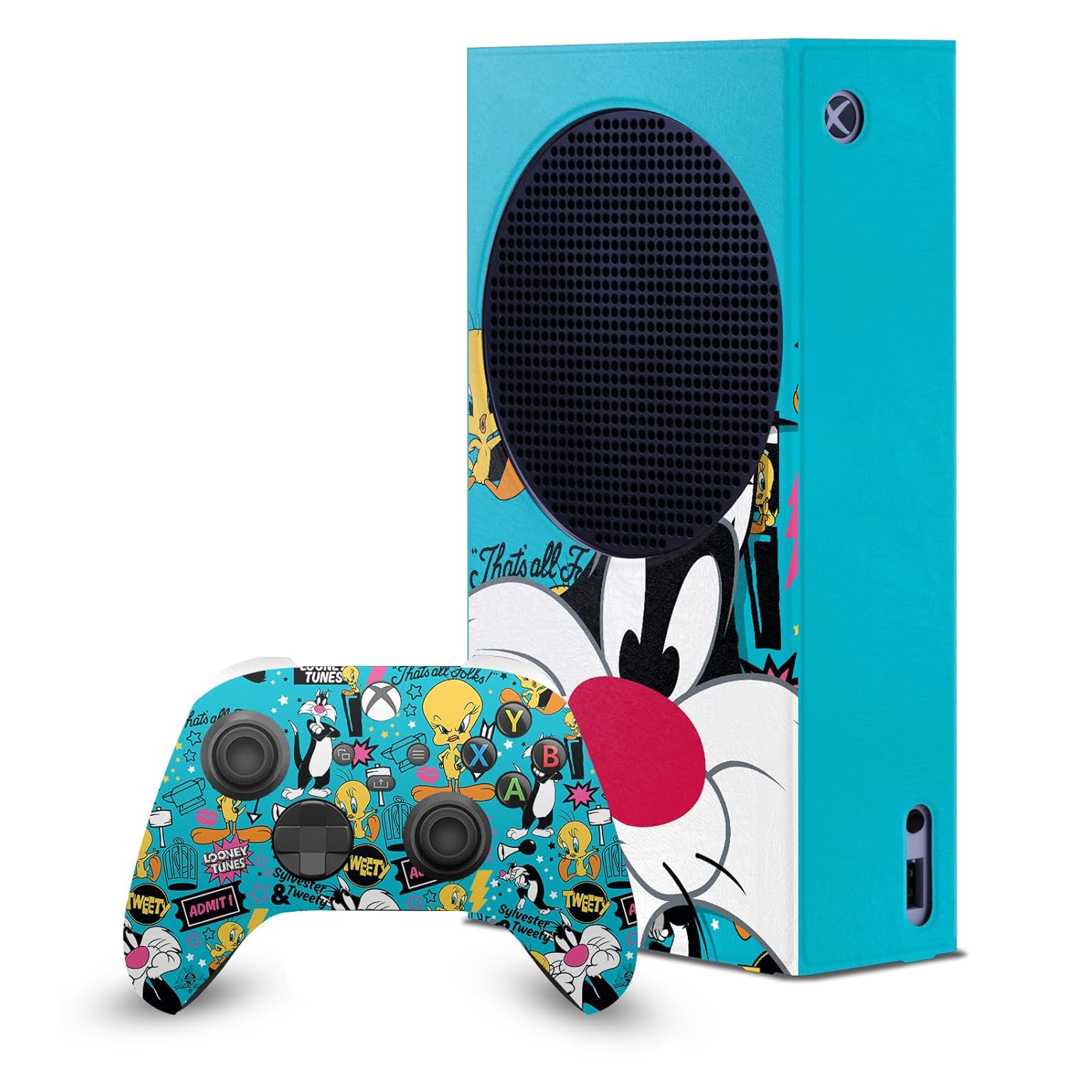 Head Case Designs Officially Licensed Looney Tunes Sylvester The Cat Graphics and Characters Game Console Wrap and Game Controller Skin Bundle Compatible With Xbox Series S Console & Controller Bundle