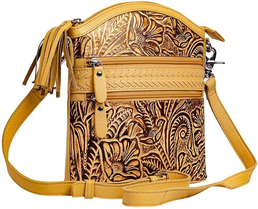 Myra Bag Shoulder Bag for Women - Western Leather Handbag Yellow - Image 3