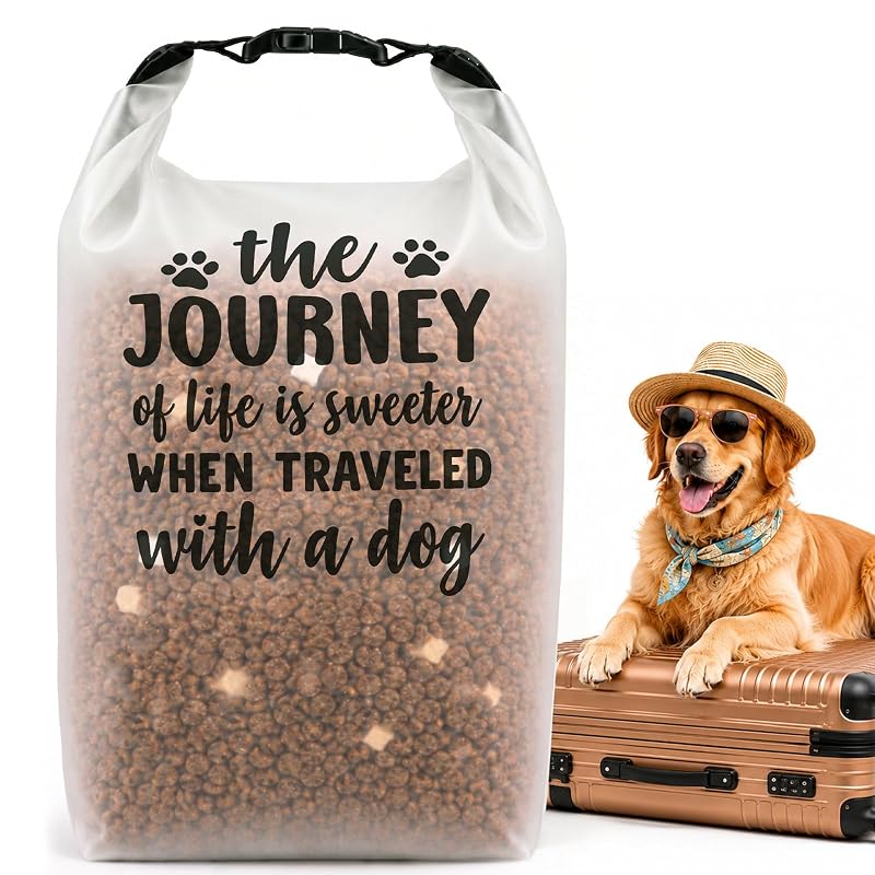 Aosnare Bolsa Hermética para Armazenar Ração de Cães, Transparente, 14 Xícaras, 1 Unidade