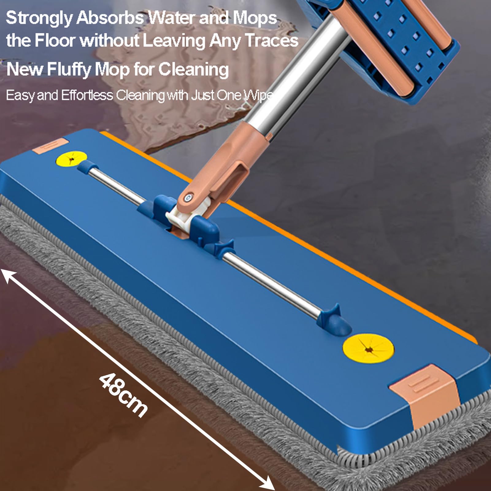 Großer Flacher Wischmopp,Flachmopp Mit Auswringfunktion,360° Drehbarer Reinigungsmopp,Wiederverwendbaren Selbstreinigender Flachmopp,für Hartholz Laminat Fliesen,Blue