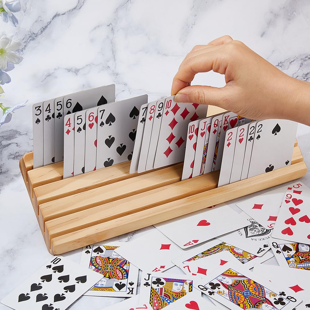 DICOSMETIC Wooden Card Holders for Playing Cards with Adjustable Stand Hands-Free Card Holder Playing Cards Deck Stand for Canasta Hand and Foot Bridge 30.5x12x8.5cm - Image 3