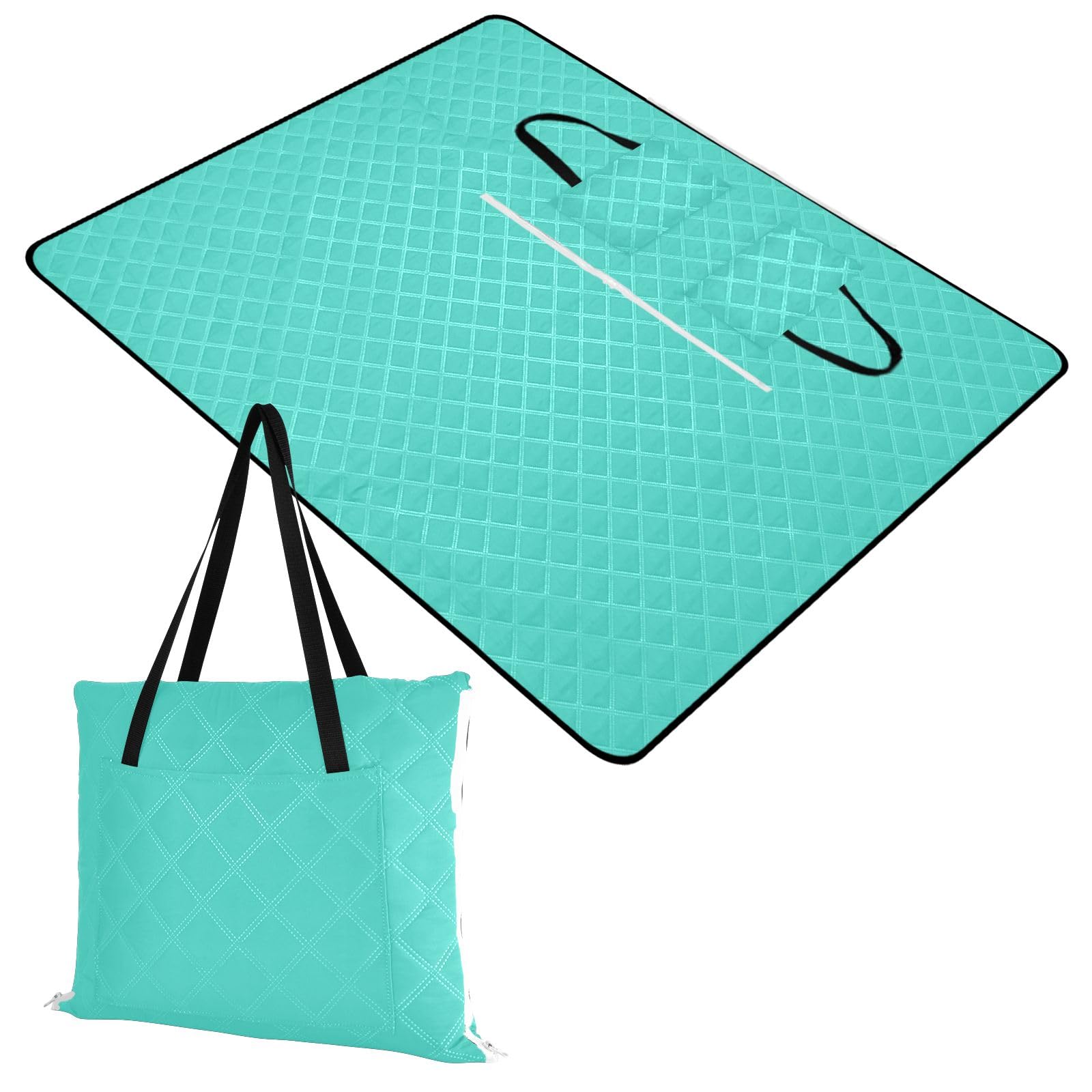 ODAWA Grand tapis de plage pliable turquoise pour camping ou voyage, 203,2 x 299,7 cm